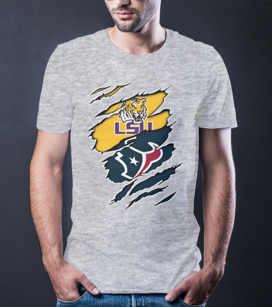 LSU Tigers And Houston Texans Split T-Shirt