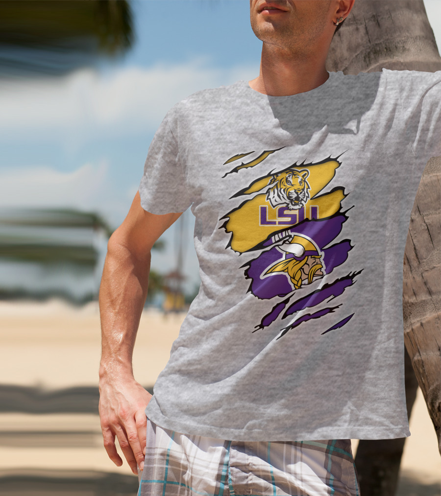 LSU Tigers Vikings Ripped T-Shirt