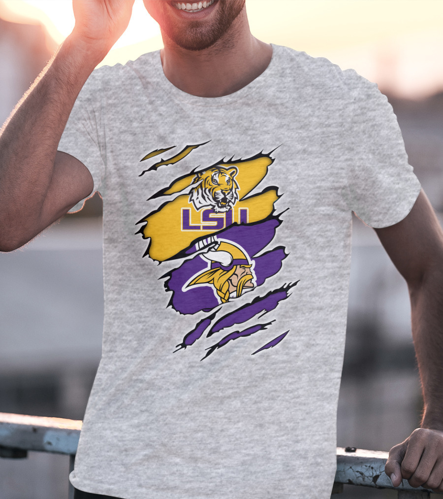 LSU Tigers Vikings Ripped T-Shirt