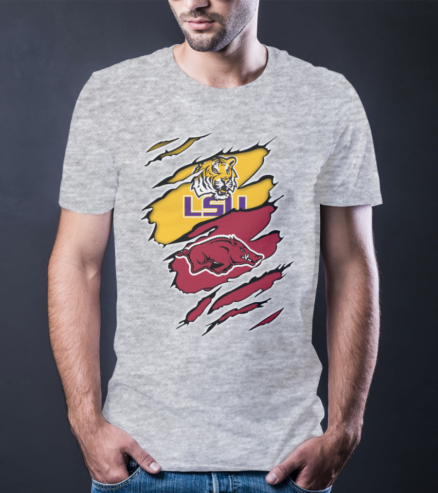 LSU Tigers Arkansas Razorbacks Rivalry Claw Marks T-Shirt