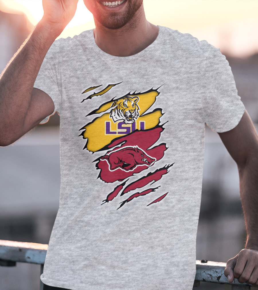 LSU Tigers Arkansas Razorbacks Rivalry Claw Marks T-Shirt