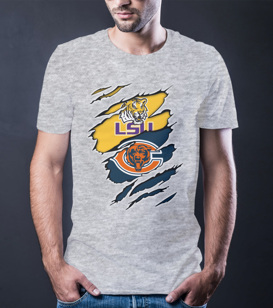LSU Tigers Chicago Bears Claw Marks T-Shirt
