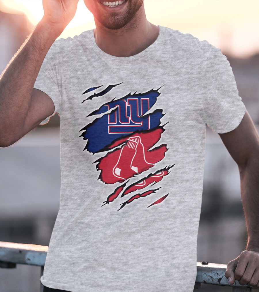 Giants Redsox NY Logos Dual Team Fusion T-Shirt