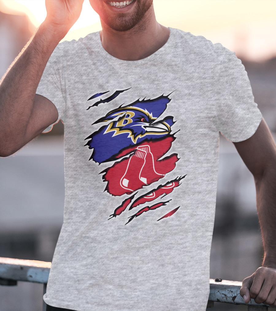 Ravens Redsox Ravens Redsox Baltimore New England T-Shirt