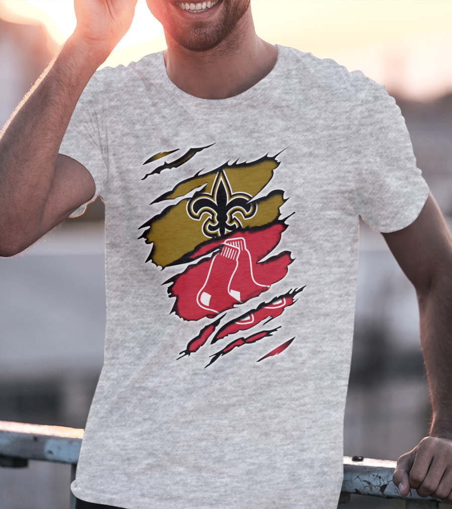 Saints Redsox Fleur-de-Lis And Red Socks Inspired T-Shirt