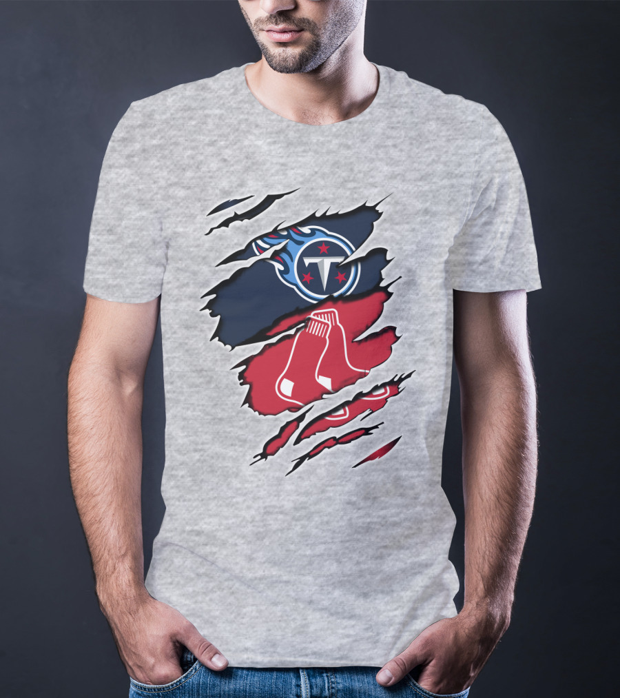 Titans Redsox Ripped NFL MLB Crossover T-Shirt