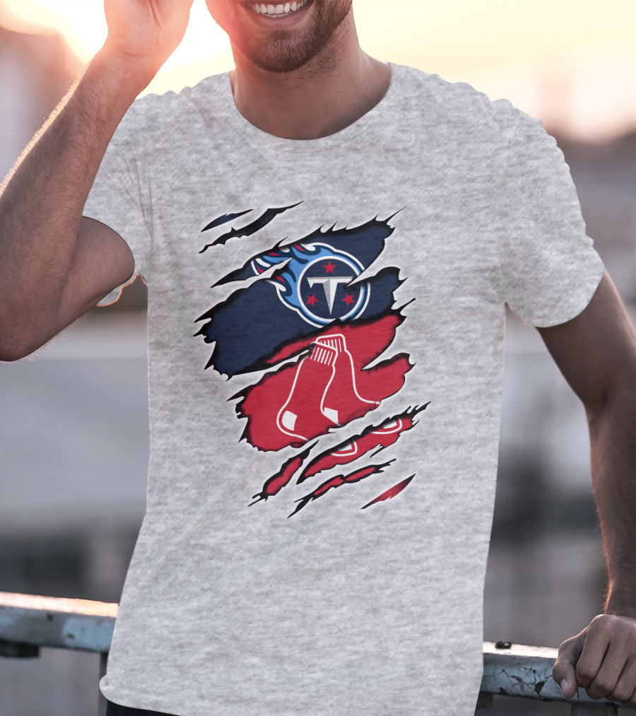 Titans Redsox Ripped NFL MLB Crossover T-Shirt