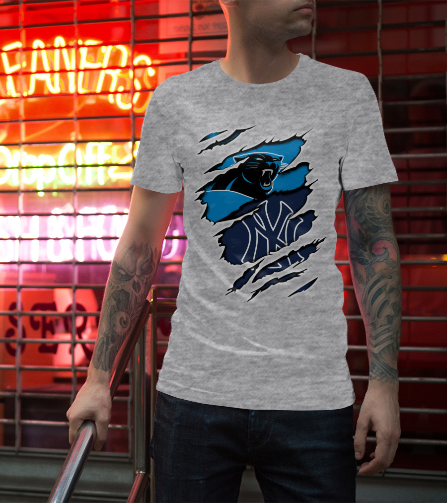 Panthers Yankees Claw Scratch Sports Fusion T-Shirt