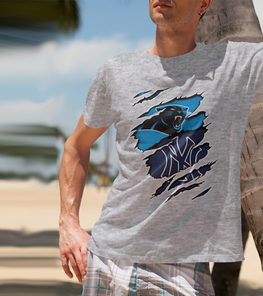 Panthers Yankees Claw Scratch Sports Fusion T-Shirt