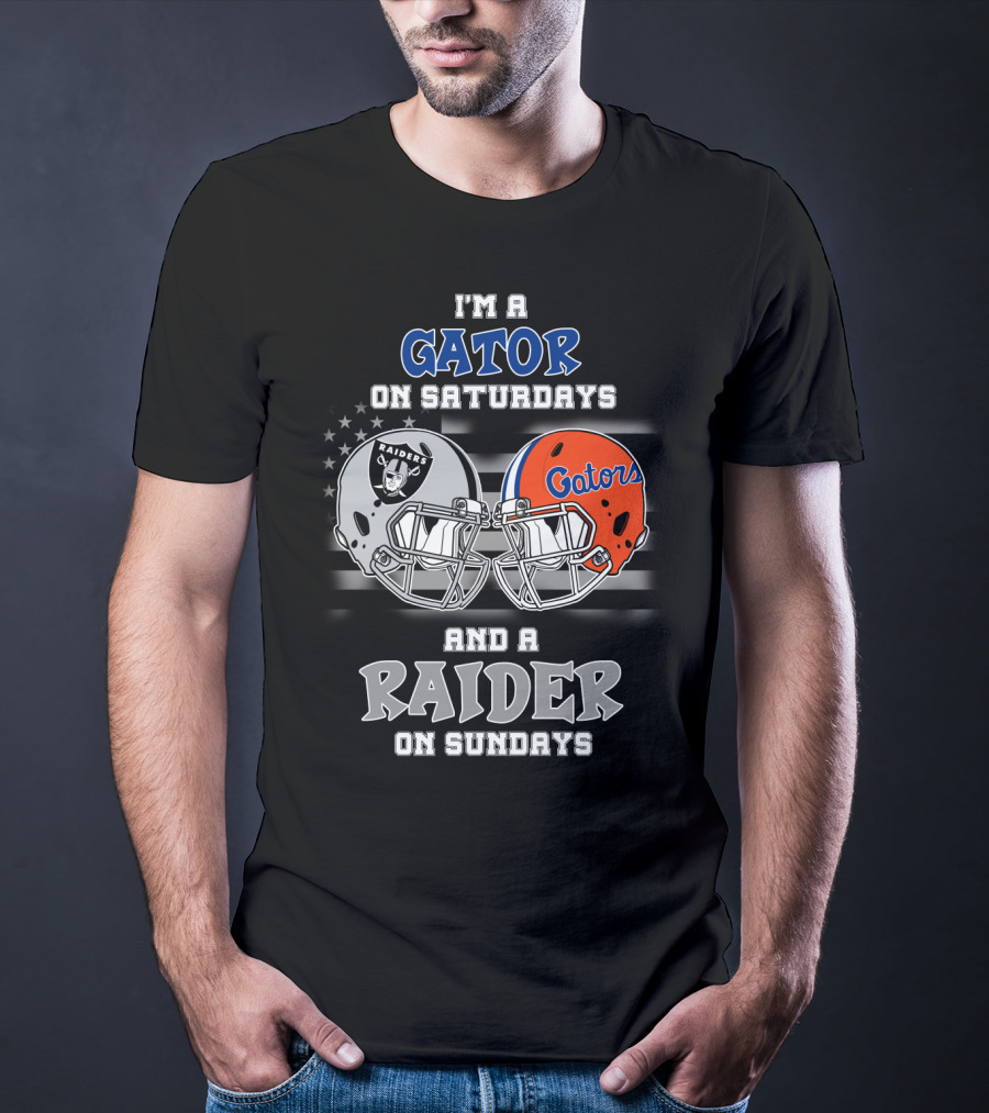 I'm A Gator On Saturdays And A Raider On Sundays Gators Raiders Helmet T-Shirt