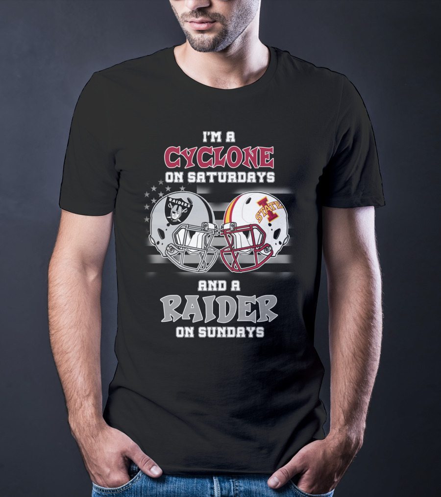 I'm A Cyclone On Saturdays And A Raider On Sundays Iowa State Raiders Helmet T-Shirt