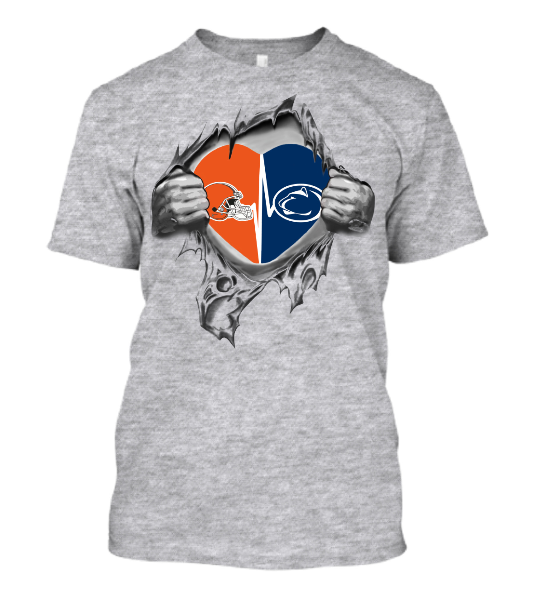 Browns Penn State Heart Hands Peeling T-Shirt