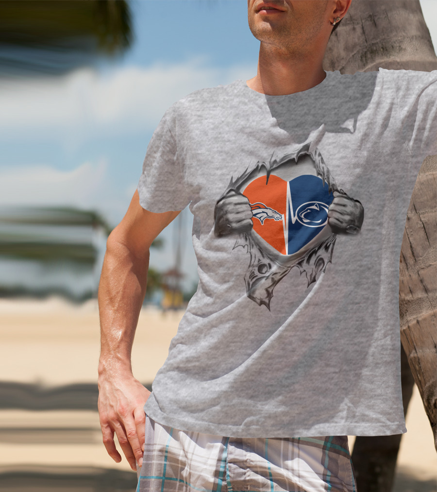 Denver Broncos Penn State Heart Rip T-Shirt