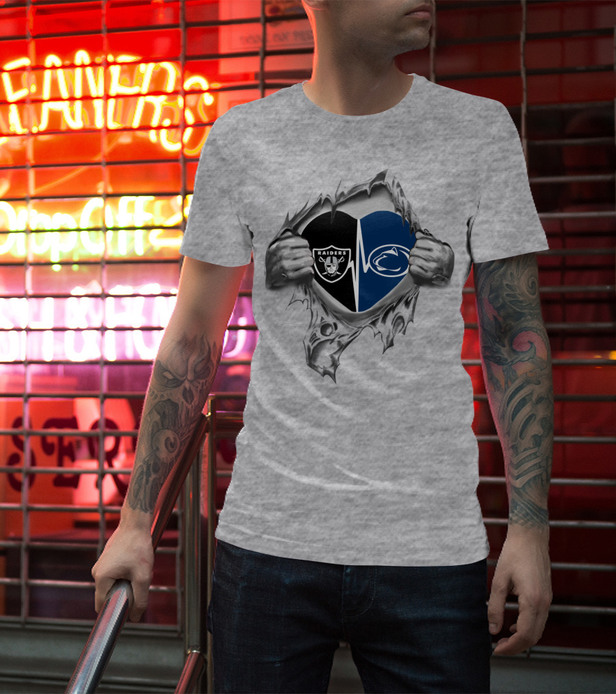 Raiders Penn State Heartbeat Duel Symbol Fusion T-Shirt