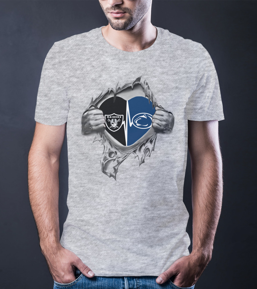Raiders Penn State Heartbeat Duel Symbol Fusion T-Shirt