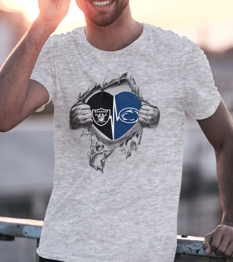 Raiders Penn State Heartbeat Duel Symbol Fusion T-Shirt