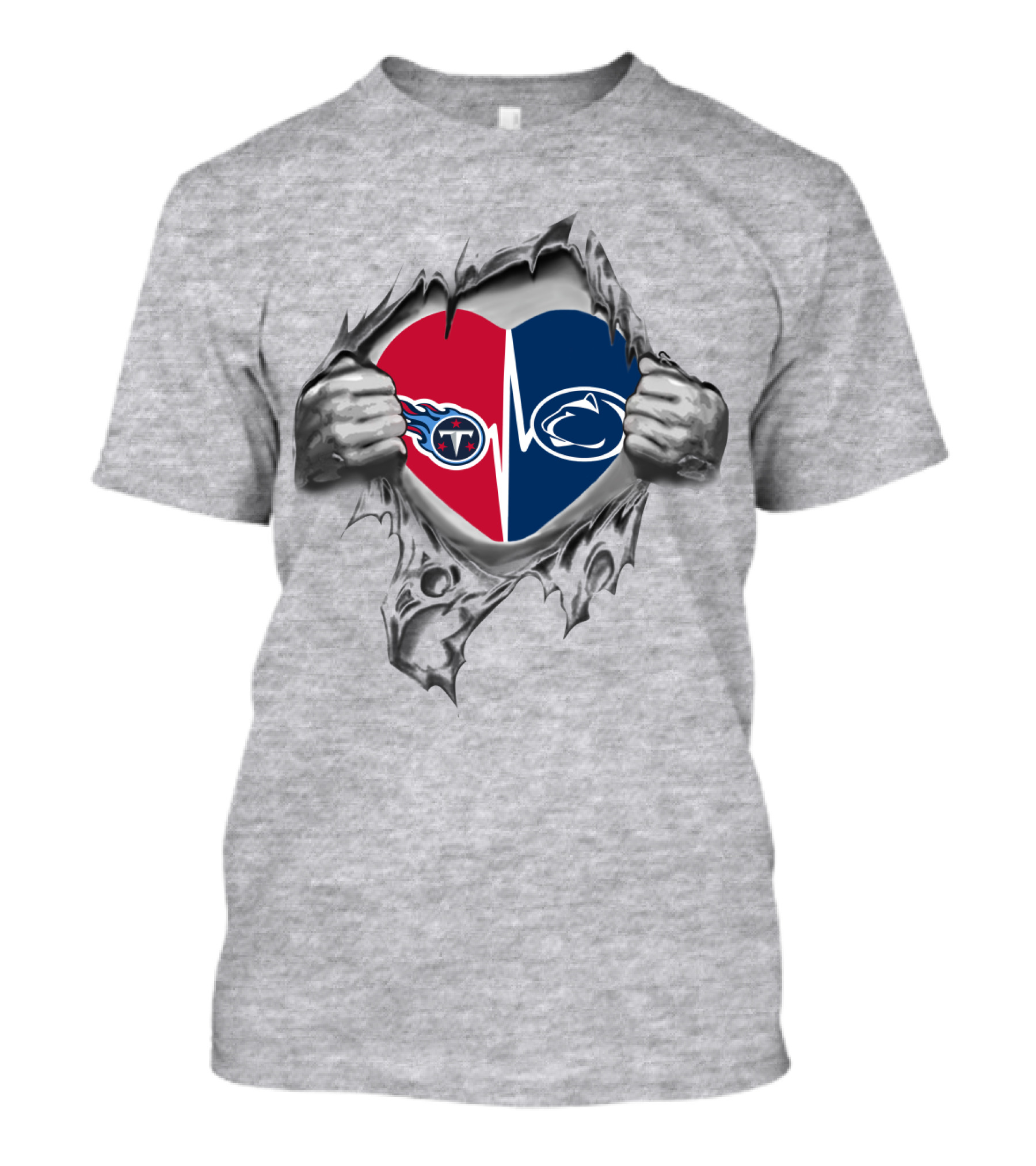 Titans Penn State Heart Logo Ripped T-Shirt