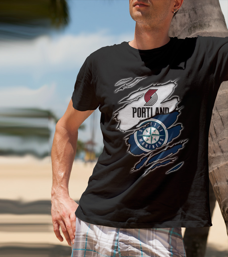 Portland Blazers Seattle Mariners Fan Collaboration T-Shirt