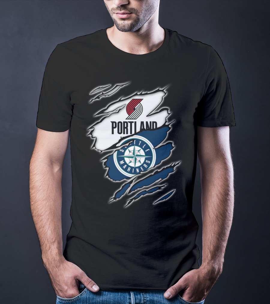 Portland Blazers Seattle Mariners Fan Collaboration T-Shirt