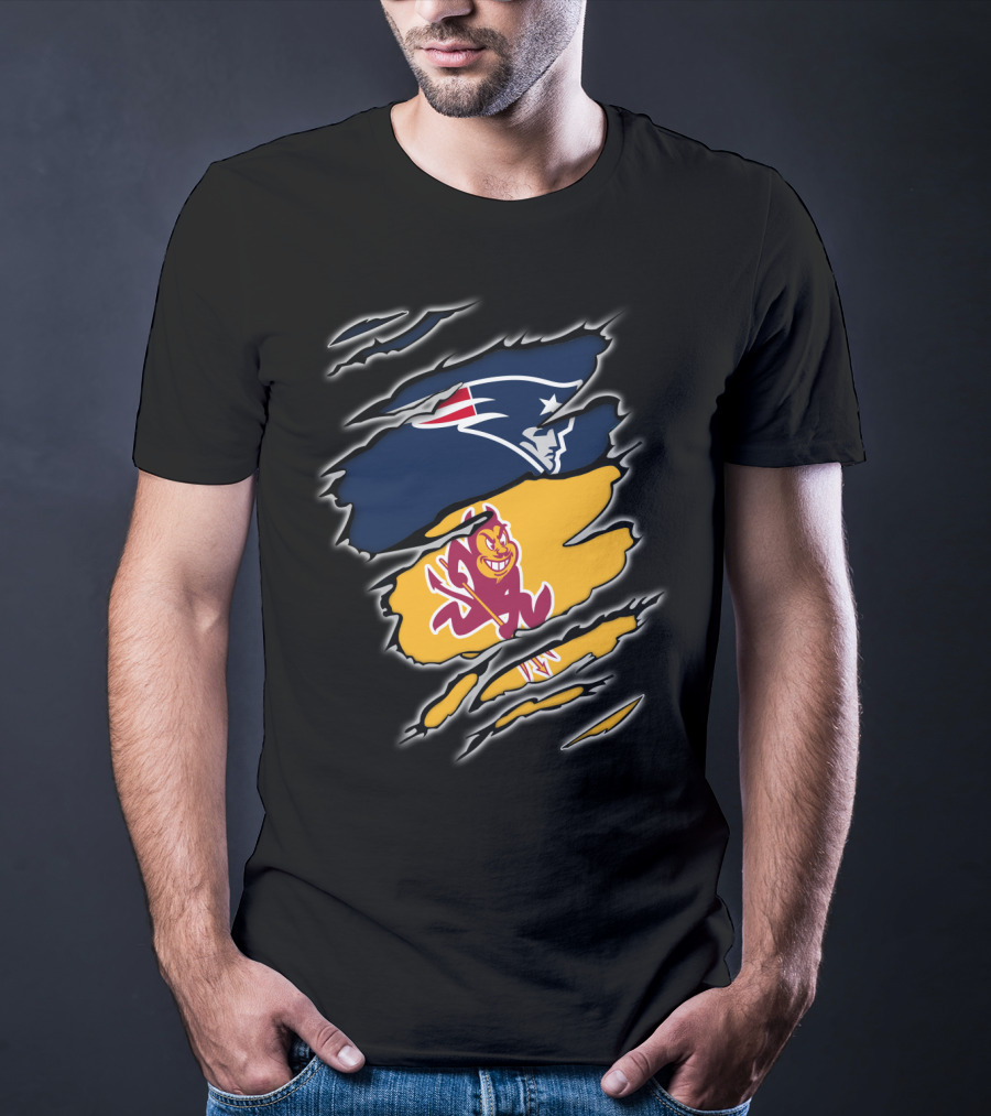Patriots Logo And Arizona State University Sun Devils Split T-Shirt