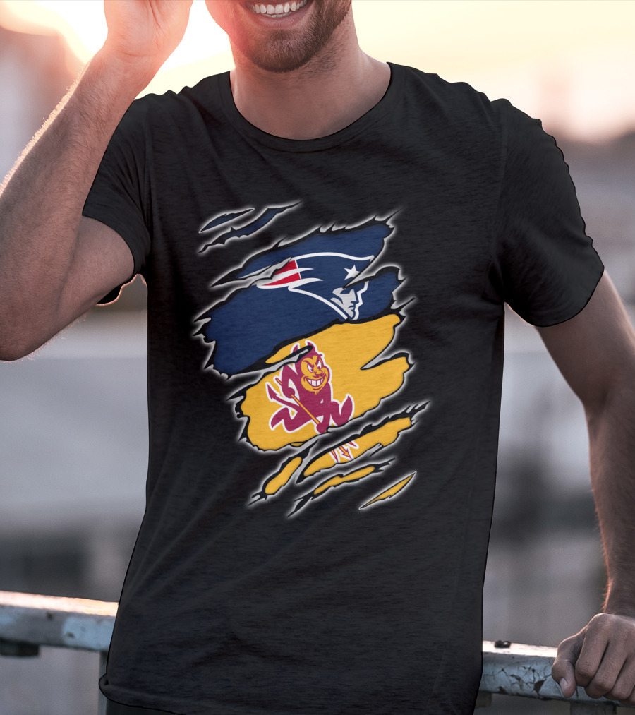 Patriots Logo And Arizona State University Sun Devils Split T-Shirt