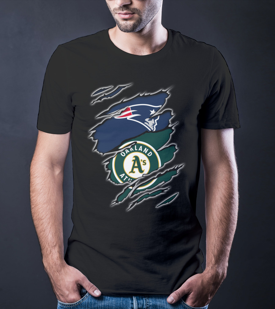 New England Patriots Oakland Athletics Logo Fusion T-Shirt