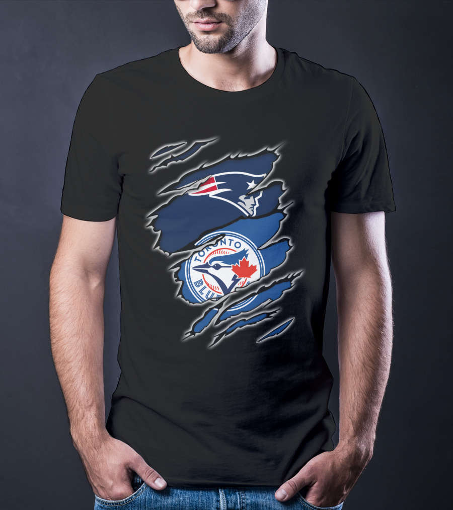 Patriots And Blue Jays Toronto Logo Fusion T-Shirt