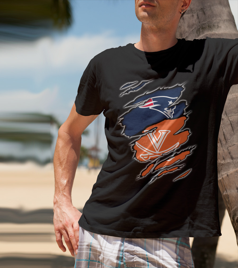 New England Patriots Virginia Cavaliers Crossover Fan T-Shirt