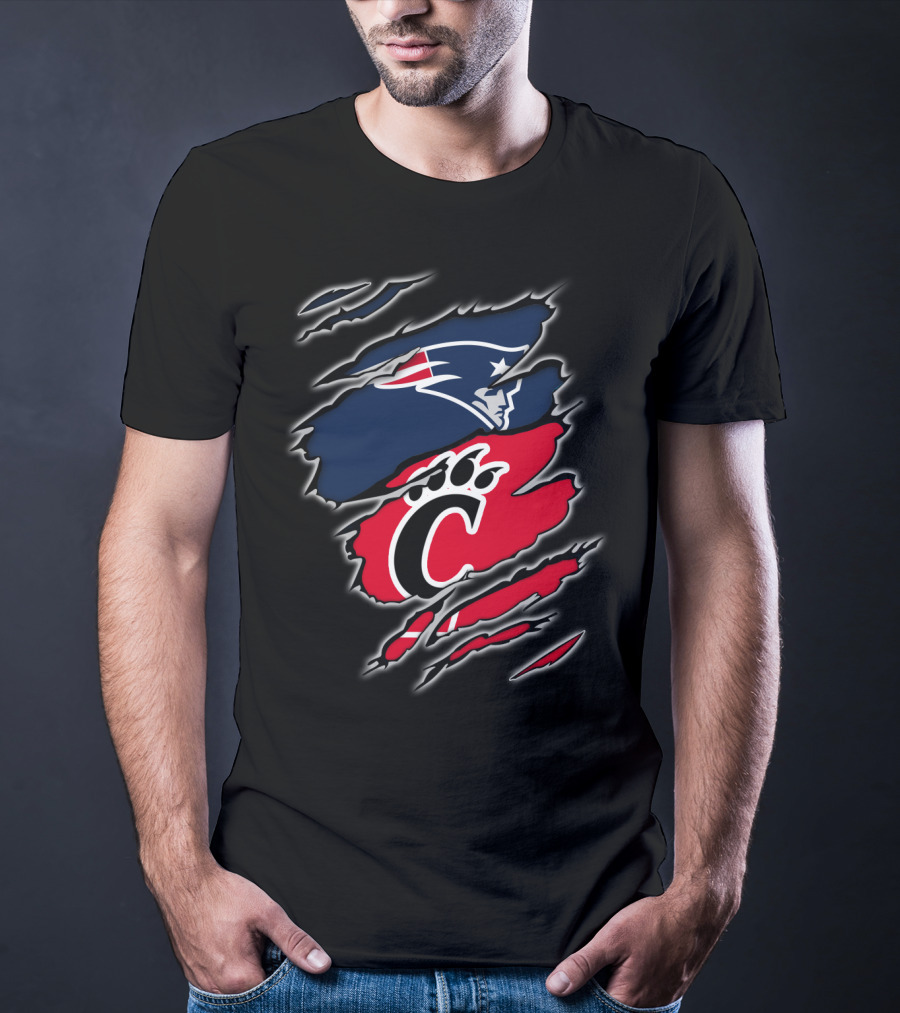 Patriots Cincinnati Bearcats Paw And Patriot Head Clash T-Shirt