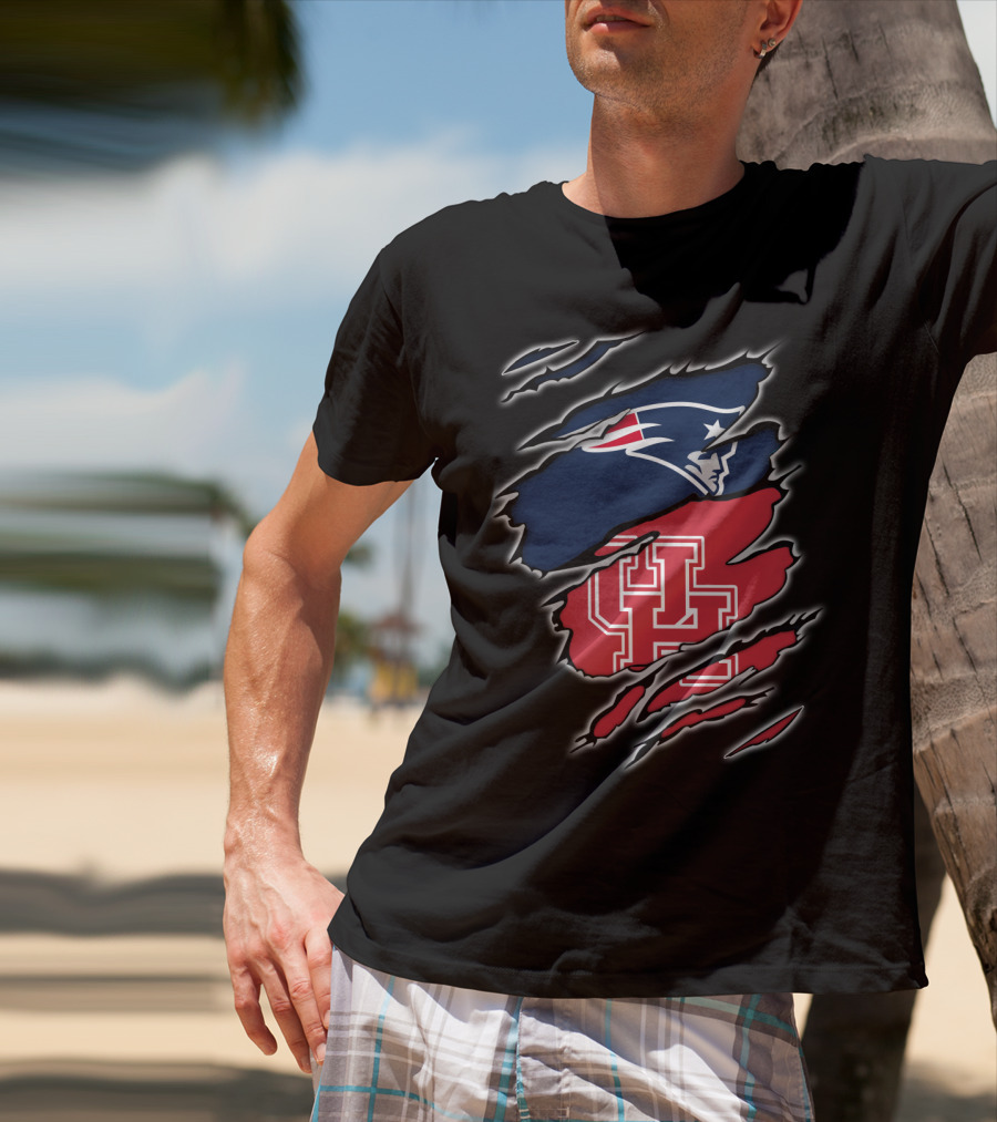 Patriots And Houston Cougars Logo Fusion T-Shirt