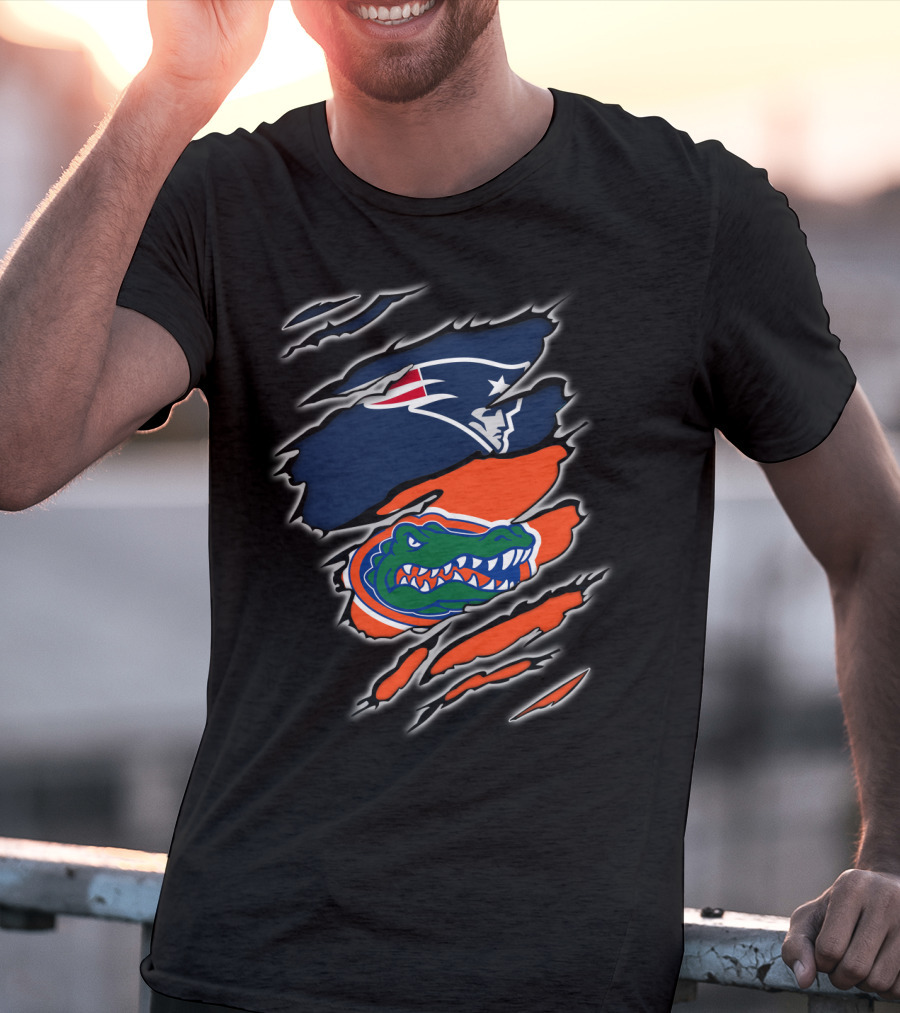 New England Patriots And Florida Gators Logo Collaboration T-Shirt