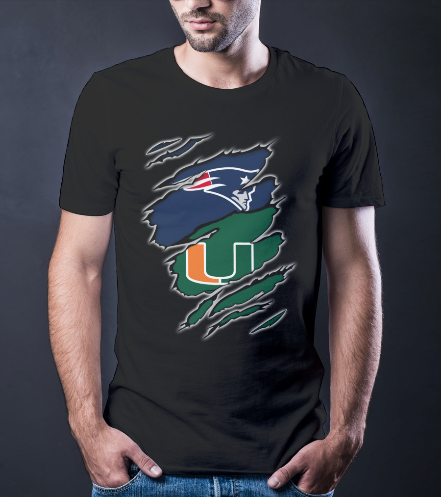 New England Patriots Miami Hurricanes Claw Marks T-Shirt