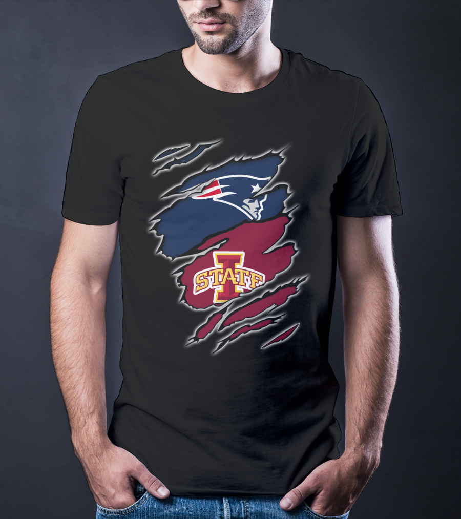 New England Patriots Iowa State Cyclones Ripped T-Shirt