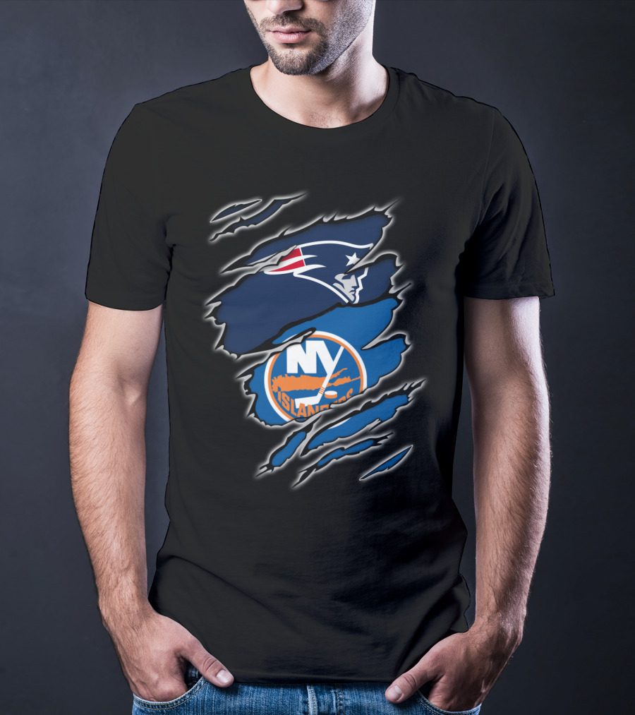 Patriots And NY Islanders Claw Slash T-Shirt