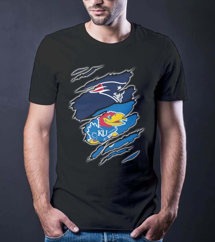 Patriots Jayhawk KU іn Τorn Rіp Ρeek Sensors T-Shirt