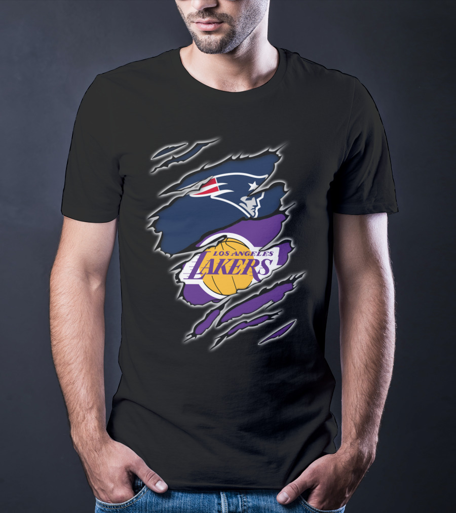 Patriots Los Angeles Lakers NFL NBA Dual Fan Iconic T-Shirt