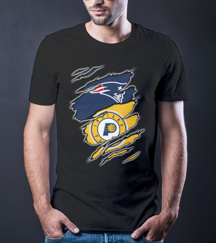 New England Patriots And Indiana Pacers Logos Combined T-Shirt