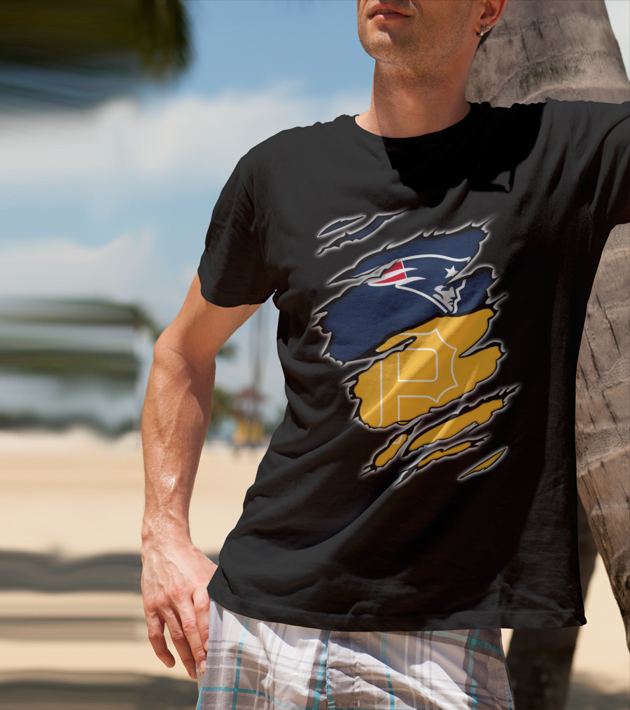Patriots Logo And Pirates Monogram Fusion T-Shirt