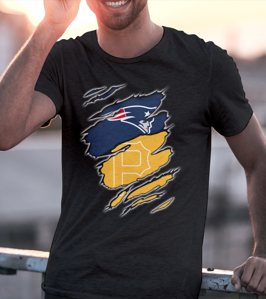 Patriots Logo And Pirates Monogram Fusion T-Shirt