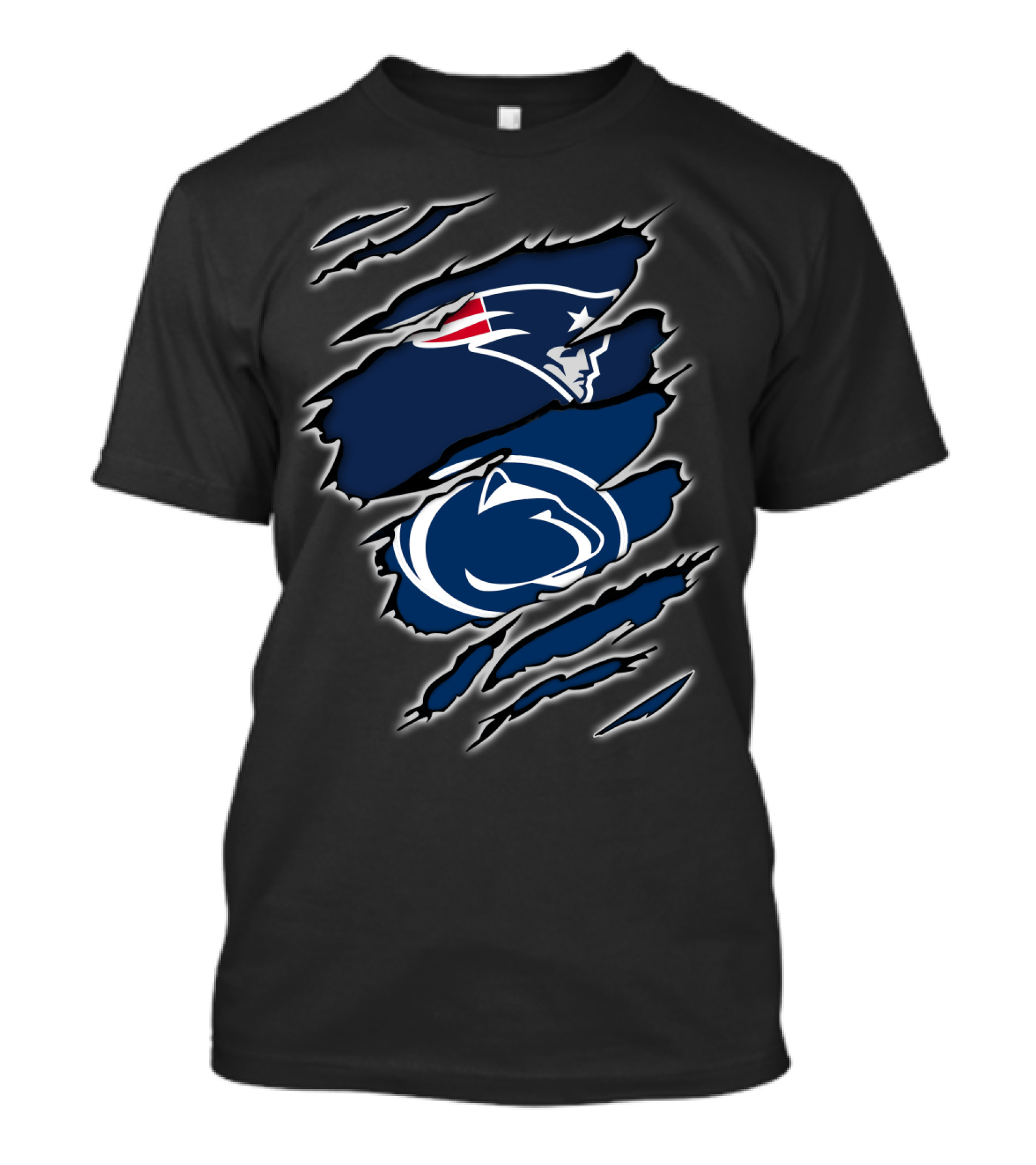 Patriots Penn State Ripped Torn Logos T-Shirt