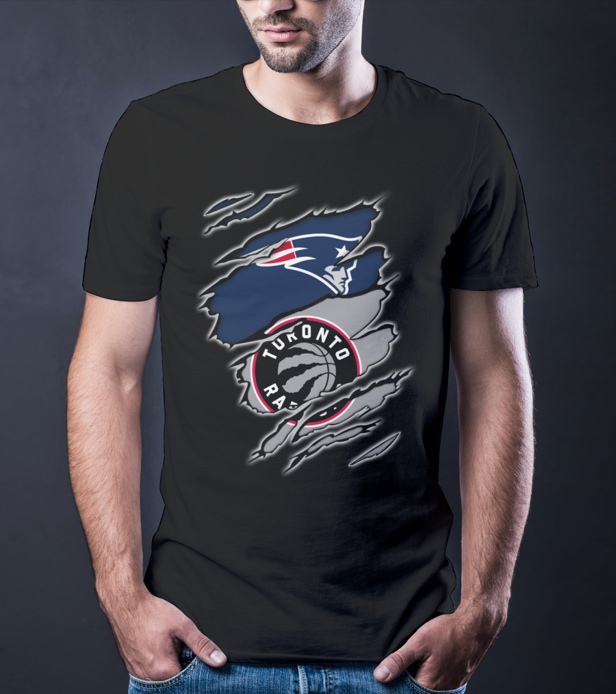 Patriots Face And Toronto Raptors Claw Marks T-Shirt