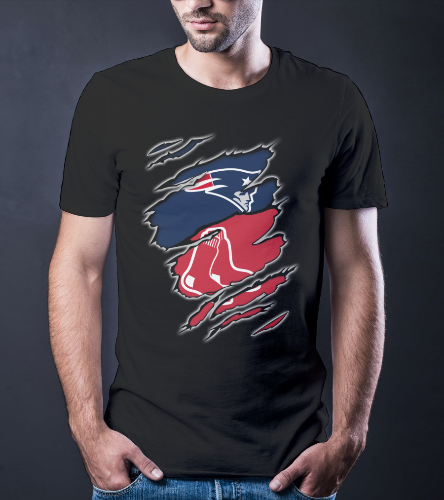 Patriots And Red Sox Logo Mashup NFL MLB Fans T-Shirt