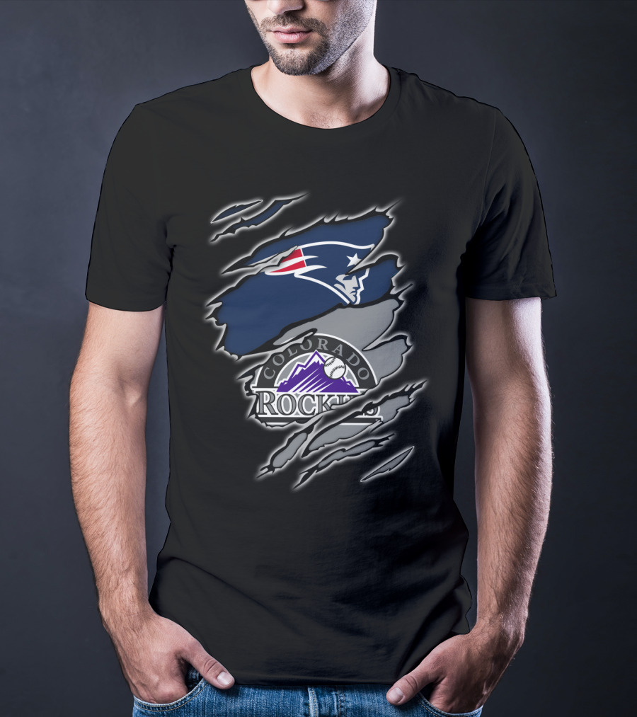 Patriots And Colorado Rockies Logo Mashup T-Shirt