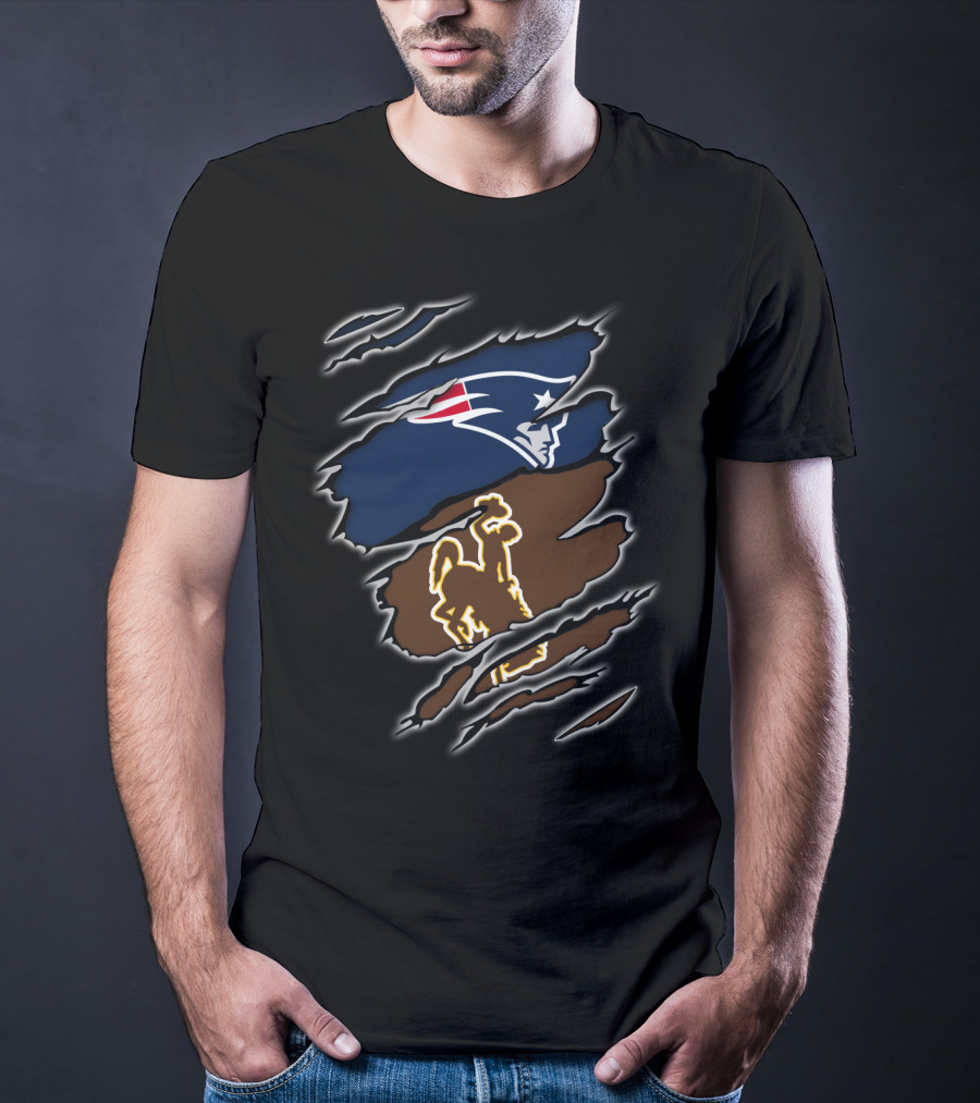 Patriots Logo And Wyoming Cowboy Symbol Fusion T-Shirt