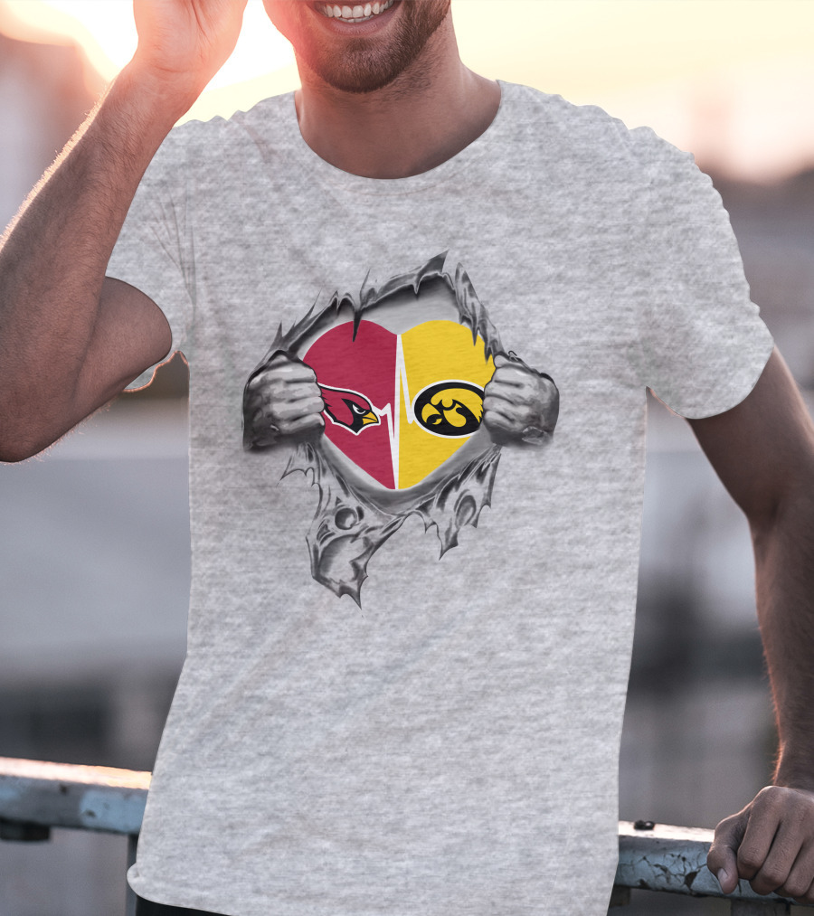 Hawkeyes Cardinals Heart Torn Open T-Shirt