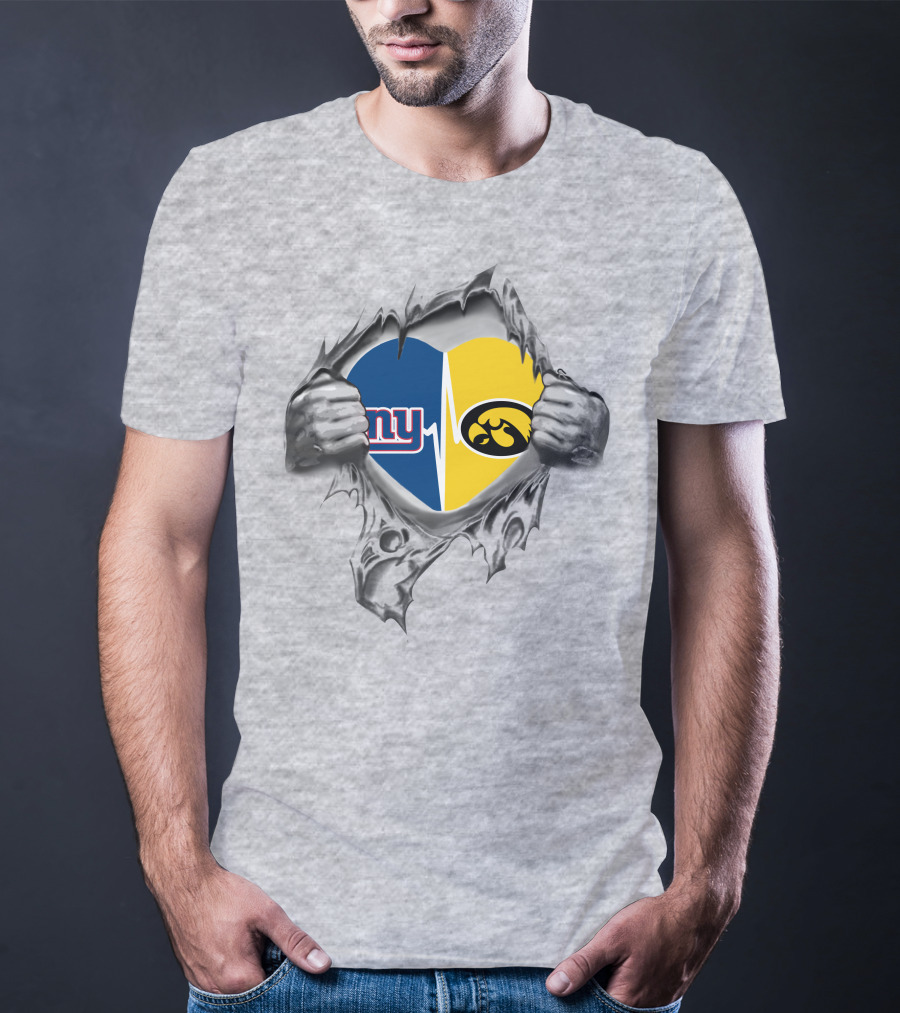 Hawkeyes Giants Heartbeat Logo Fusion T-Shirt