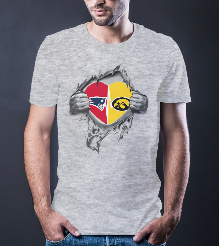 New England Patriots Iowa Hawkeyes Heart T-Shirt