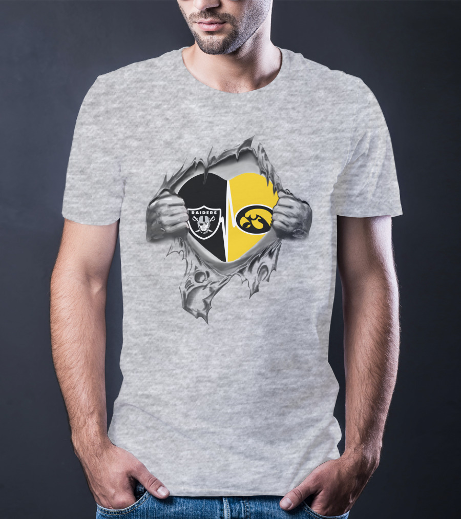 Hawkeyes Raiders Heartbeat Torn T-Shirt