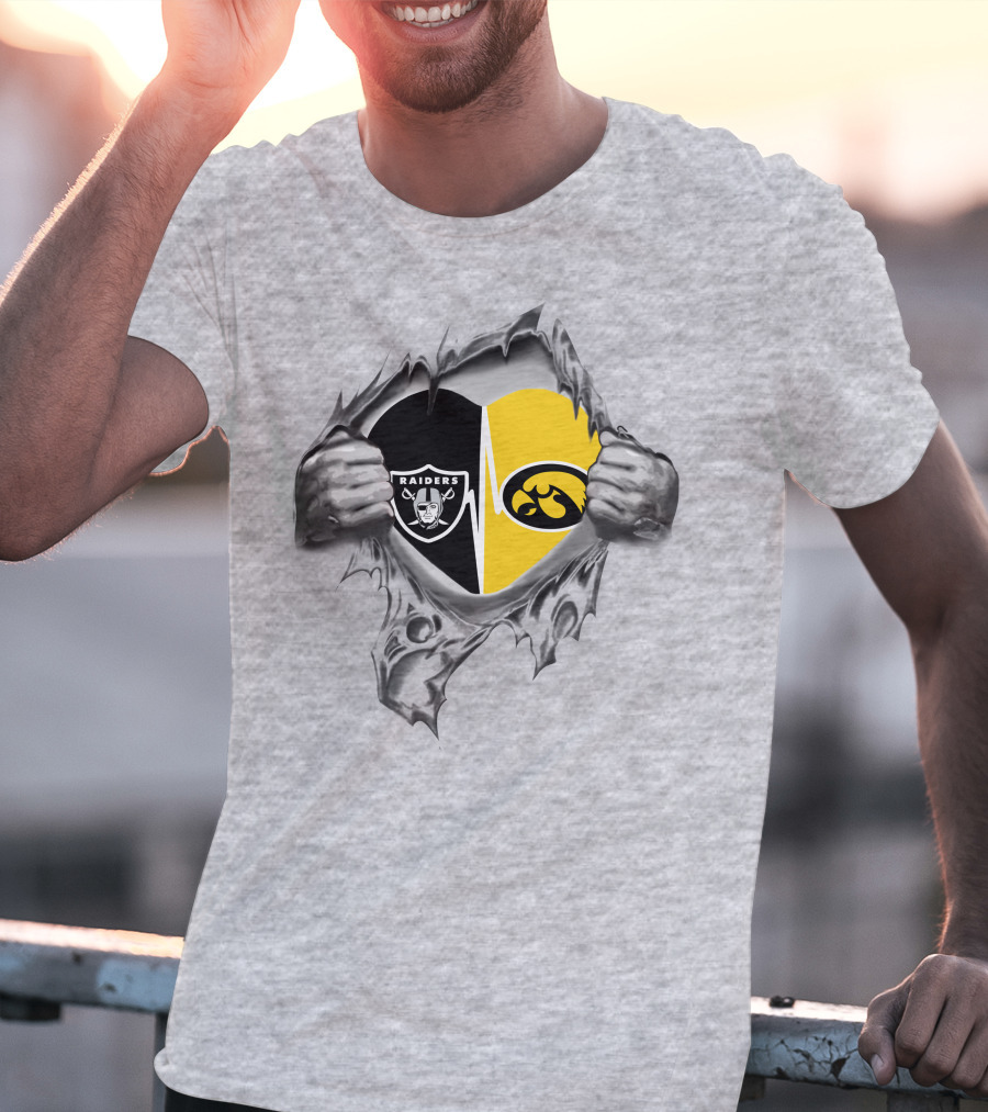 Hawkeyes Raiders Heartbeat Torn T-Shirt