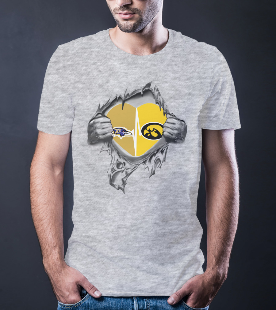 Hawkeyes Ravens Heartbeat Logo Fusion T-Shirt